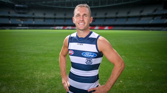 Record-breaking Geelong skipper Joel Selwood,
