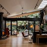 North House lounge and deck… the house is a showcase for artworks.