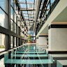The high-rise indoor swimming pool, overlooking Southbank, at Melbourne’s new Hannah St Hotel.
