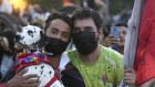 Members of the Movement for Homosexual Integration and Liberation celebrate after legislation legalising marriage and adoption by same-sex couples was approved, in Santiago, Chile.