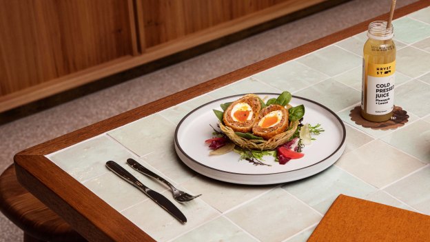 A Scotch egg with a spicy pork mince coating inspired by chilli con carne.