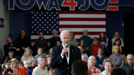Joe Biden at a rally in Iowa earlier this month.