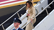 Nicki Minaj disembarks Air Force One.