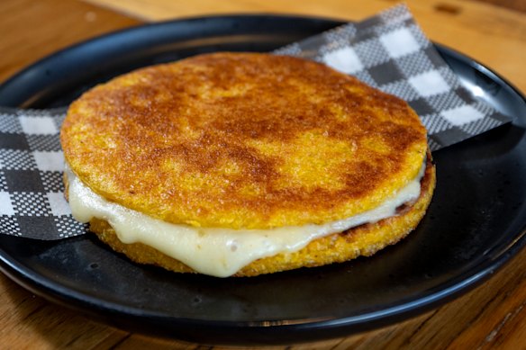  Arepa with cheese and guava jam.