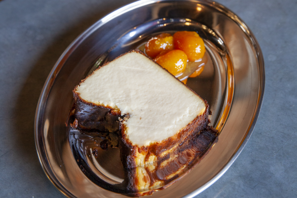 A.P Bakery at Wildflower serves its Basque cheesecake with preserved kumquats.
