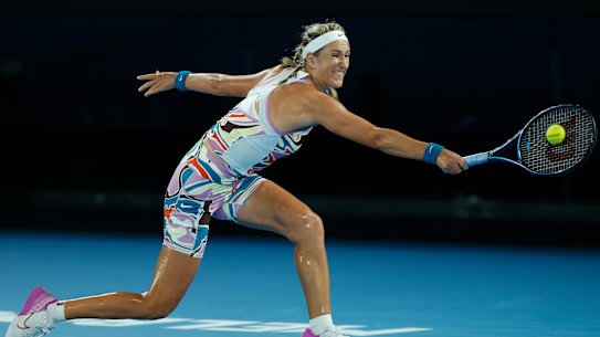 Victoria Azarenka is playing at the Open as a neutral.