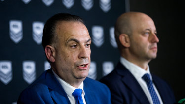 Australian Rugby League Commission chairman Peter V'landys and NRL chief executive Todd Greenberg addressed the media on Sunday morning.