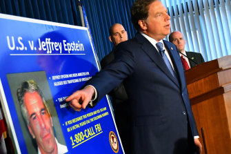 US attorney Geoffrey Berman details new charges against Epstein in July.