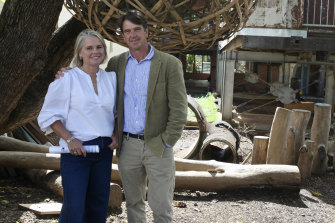 John Stewart with wife Sophie Moeller. The flood taught him “how bloody good people are”.