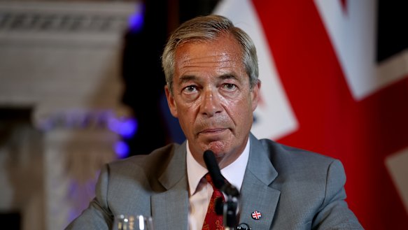 Nigel Farage speaks to the media.