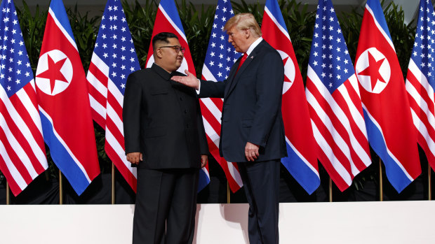 President Donald Trump meets with North Korean leader Kim Jong-un.