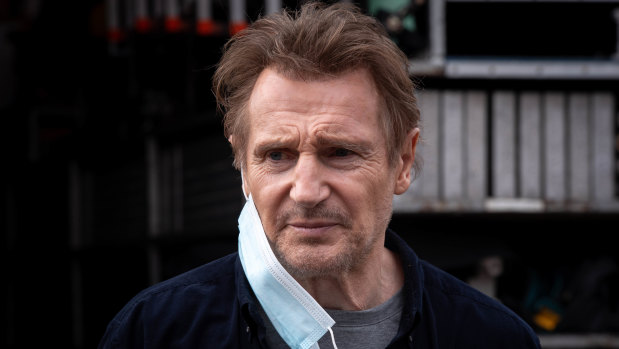 Liam Neeson on the set of Blacklight in Melbourne.