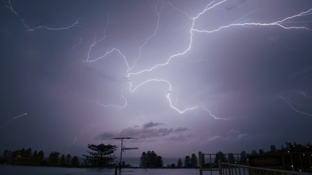 Lightning from storms as they passed over Sydney.