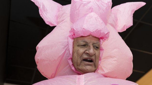 Noted thespian Bob Katter dressed in a pig outfit in February.