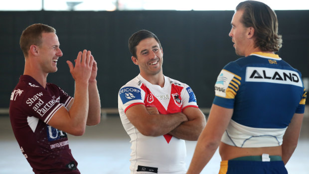 Did you hear the one about the Dragons collecting the spoon? Ben Hunt with Daly Cherry-Evans and Clint Gutherson