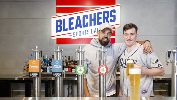 Bleachers sports bar managers Richard McPherson and Aaron Aherne-Williams.  