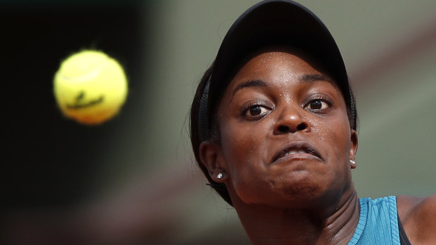 Sloane Stephens eyes the ball during her clash with Estonia's Anett Kontaveit.