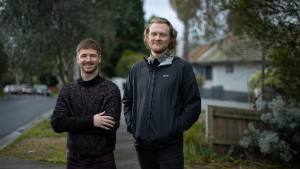 Merri-bek councillor James Conlan (left) and resident Colin Aslin want the council to explore charging landlords higher rates.