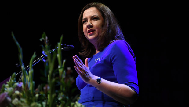 Queensland Premier Annastacia Palaszczuk speaks during the Premier's Women on Boards event in Brisbane on Wednesday.