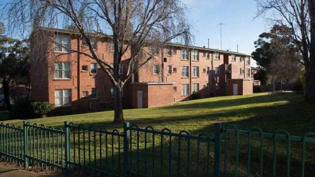 One of the 10 blocks of public housing in Ascot Vale to be demolished this month.