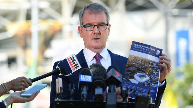 Hold the bulldozers: NSW Labor leader Michael Daley speaks to the media outside Allianz Stadium.