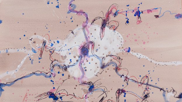 'Lake Eyre - birds Leaving' by John Olsen, 2019.