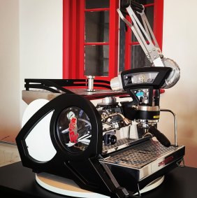 Nu Noir’s La Marzocco Leva X coffee machine reinvents the classic level lever machine design. 