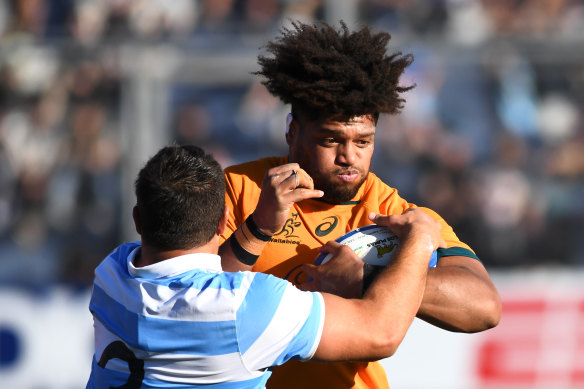Rob Valetini was one of the stronger performers for the Wallabies in San Juan but there wasn’t enough dominance in collisions.