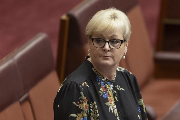 Senator Linda Reynolds at Parliament House in Canberra on Thursday. 