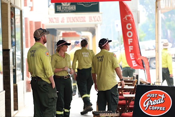 NSW firefighters in the Victorian town of Yea on Friday.