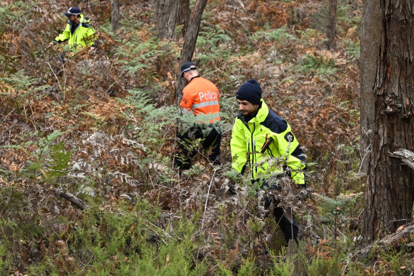 Police searched for Samantha Murphy’s body in Enfield State Park, near Ballarat, in April 2024.