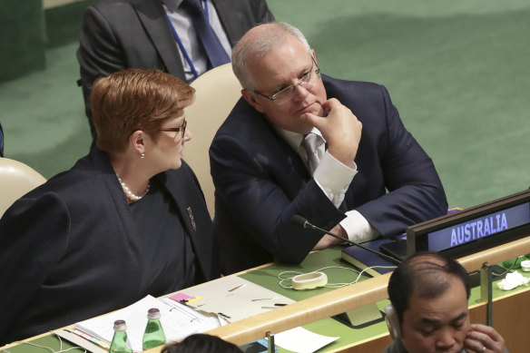 Foreign Affairs Minister Marise Payne and Prime Minister Scott Morrison at the UN.