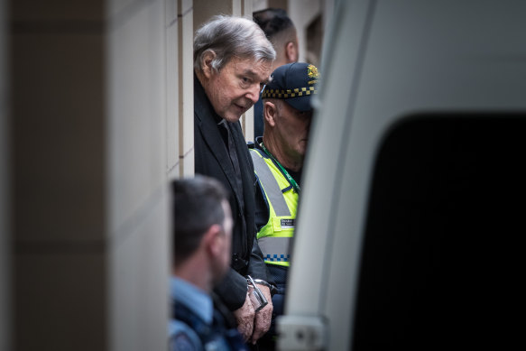 George Pell leaving court after Victoria's highest court rejected his appeal on Wednesday.