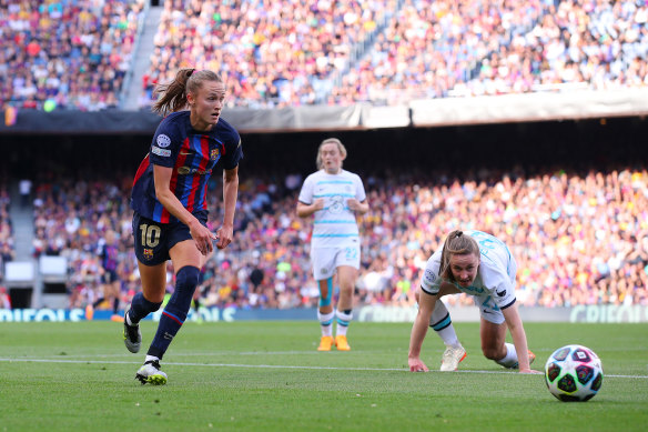 About 70,000 fans were on hand at Barcelona’s fortress to see their team advanced to a third straight Champions League final.