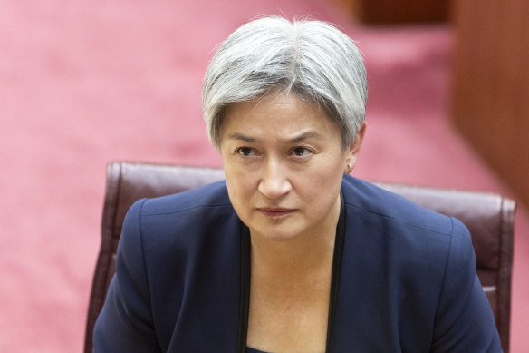 Foreign Minister Penny Wong in the Senate on Monday.