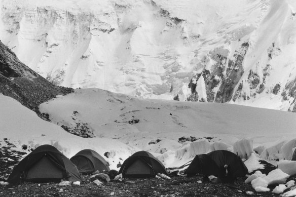Camp 1 on the edge of the Rongbuk Glacier Snowfield. 
