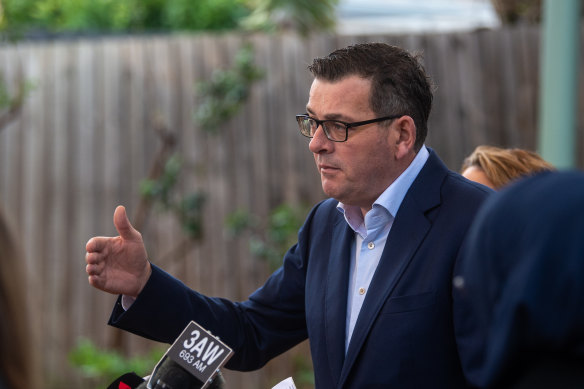 Daniel Andrews at a media conference on Thursday.