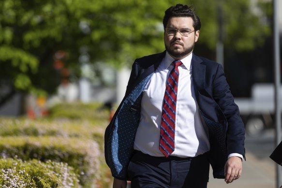 Bruce Lehrmann arriving at court on Friday morning.