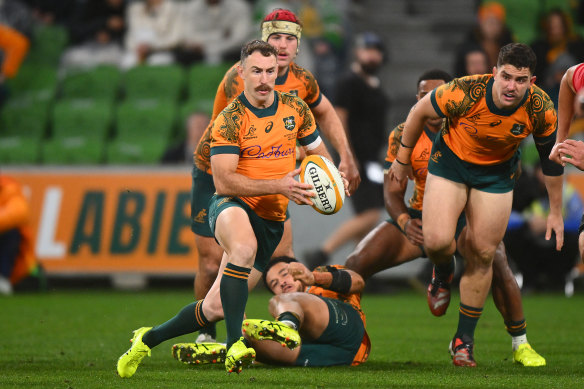 Nic White with the ball against Wales in Melbourne