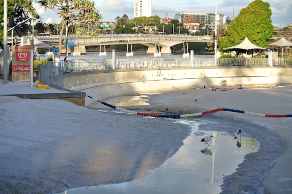 The Streets Beach lagoon at South Bank has been closed and drained for a second time this year while management investigates a leak.