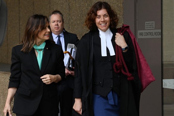 Lisa Wilkinson outside court on Tuesday with her barrister Sue Chrysanthou, SC.