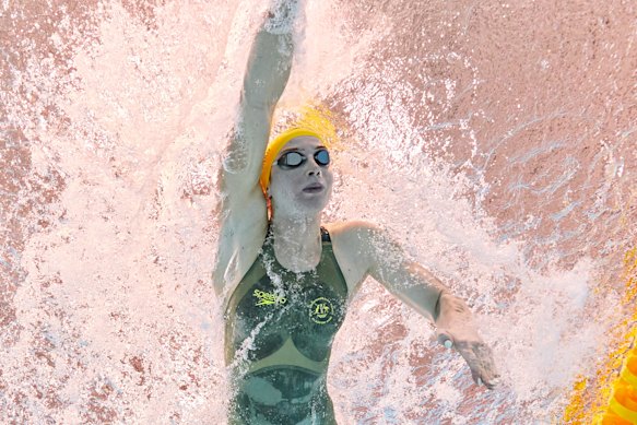 Mollie O’Callaghan competes during the Women’s 100m freestyle semi-finals.