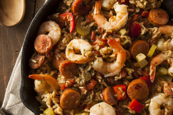 Spicy homemade jambalaya.