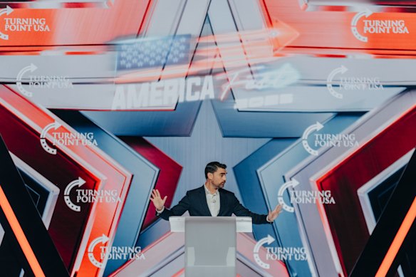 Jewish conservative Ben Shapiro giving a speech condemning those who “traffic in conspiracy”.