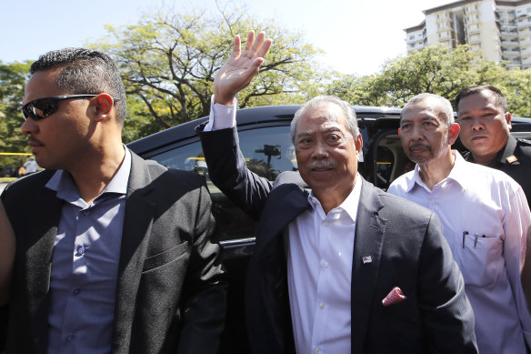 Malaysia’s former Prime Minister Muhyiddin Yassin arrives at the Malaysian Anti-Corruption Commission (MACC) headquarter in Putrajaya, Kuala Lumpur.