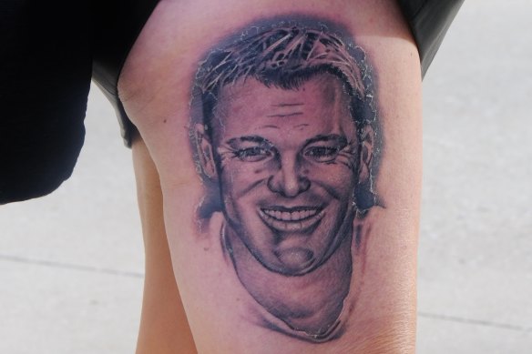 Kellie Carter-Bell’s Shane Warne tattoo.