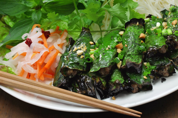 “Little fingers of deliciousness” … bo la lot, from Vietnam.