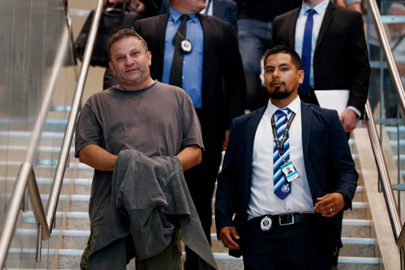 Eddie Hayson arrives at Sydney Airport after his extradition from the Gold Coast following his arrest for a large commercial supply of ice and MDMA.