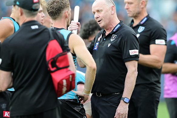 Port Adelaide’s plan for Ken Hinkley to serve out the remaining year of his contract then handover to Josh Carr is under question because of the team’s spluttering form.