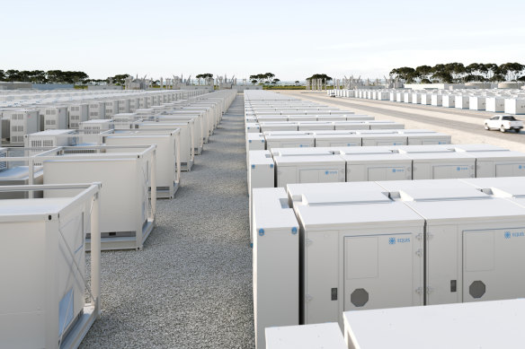 Artist’s image of the Melbourne Renewable Energy Hub, a large battery farm in the city’s west.